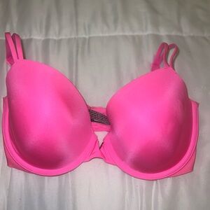 Victoria Secret Hot Pink Lined Demi Bra Rare Color